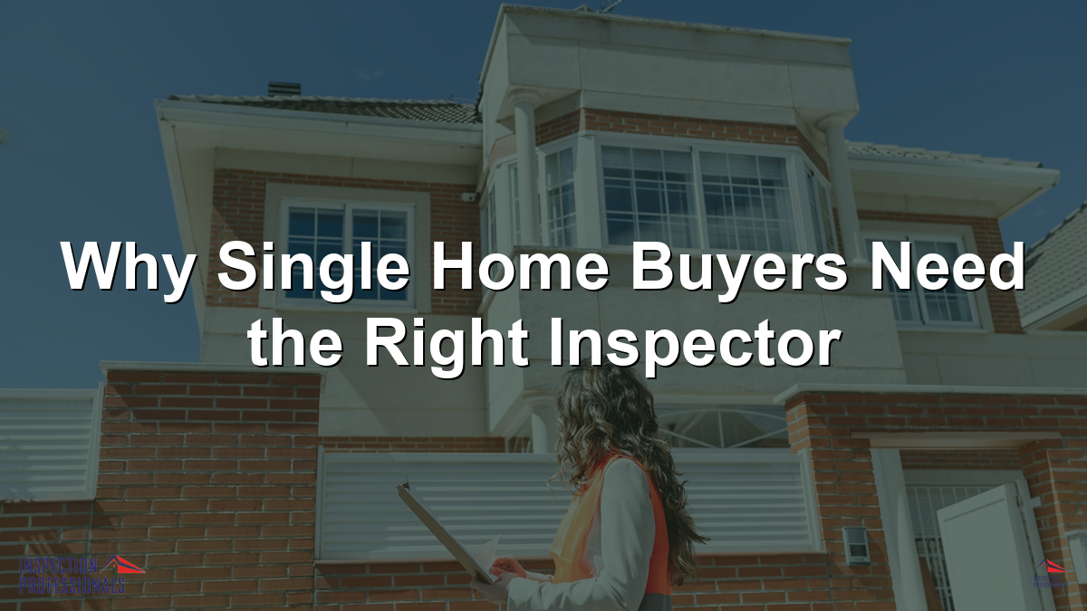Home inspector reviewing exterior of house with single home buyer